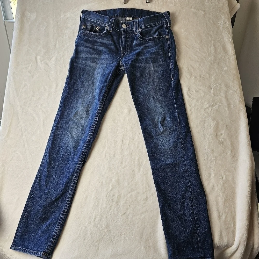 True Religion Jeans mens 34 Blue Denim Medium wash Vintage Retro 90s jeans Y2K